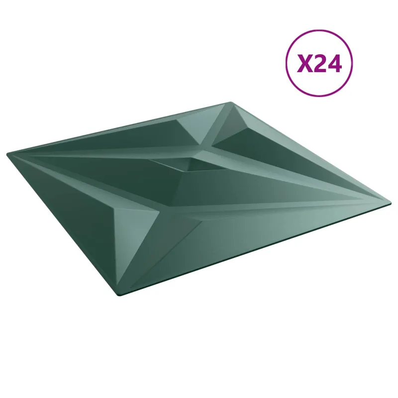 Sienų plokštės 24 pcs Star Žalias 50 x 50 cm XPS Putplastis