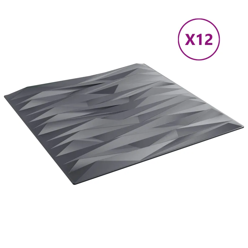 Sienų plokštės 12 pcs Akmens pilka 50 x 50 cm XPS Putplastis