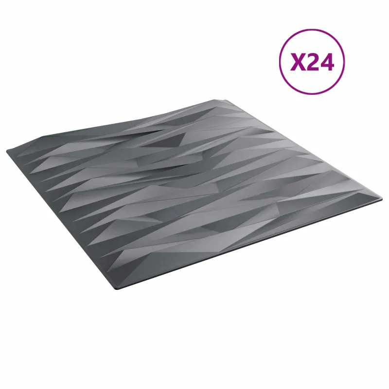 Sienų plokštės 24 pcs Akmens pilka 50 x 50 cm XPS Putplastis