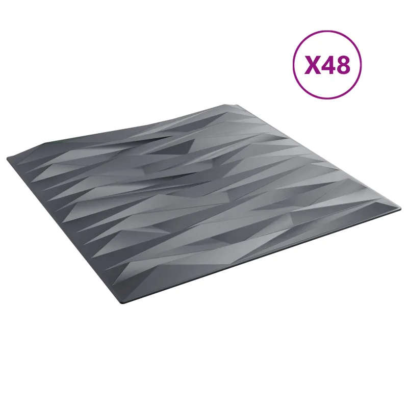 Sienų plokštės 48 pcs Akmens pilka 50 x 50 cm XPS Putplastis