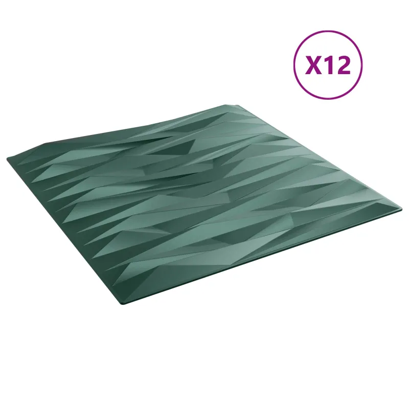 Sienų plokštės 12 pcs Stone Žalias 50 x 50 cm XPS Putplastis
