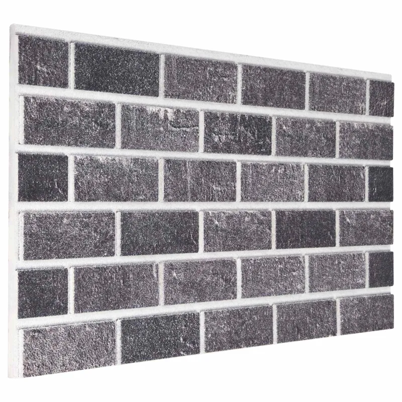 Sienų plokštės 10 pcs Juoda ir pilka 100 x 50 cm EPS putos