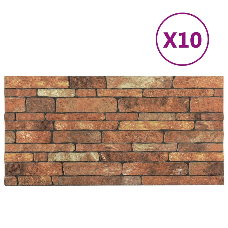 Sienų plokštės 10 pcs Ruda ir balta 100 x 50 cm EPS putos