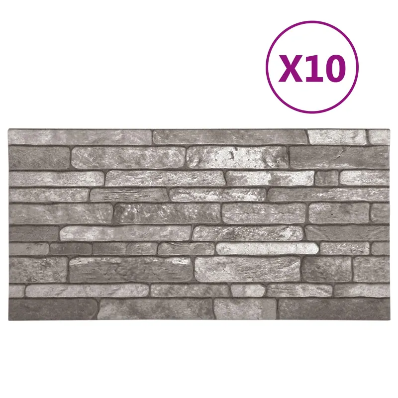 Sienų plokštės 10 pcs Tamsiai pilka 100 x 50 cm EPS putos