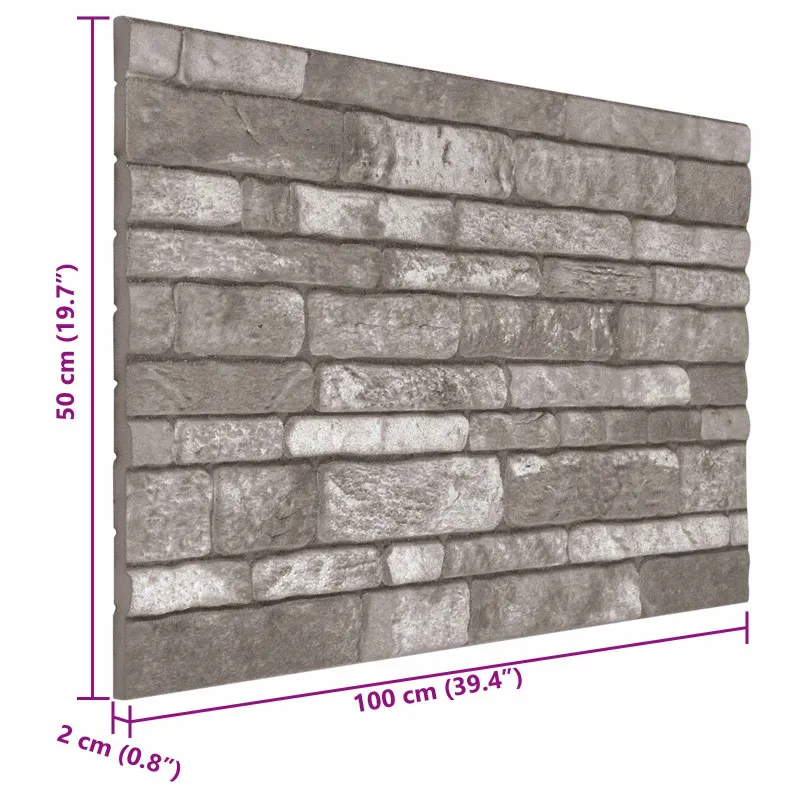 Sienų plokštės 10 pcs Tamsiai pilka 100 x 50 cm EPS putos