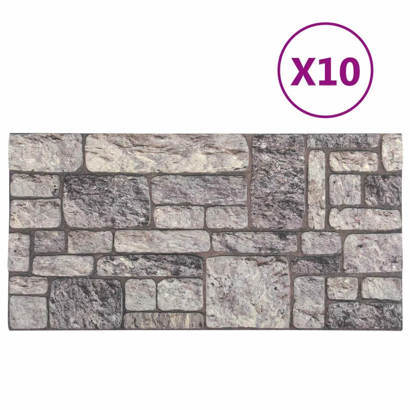 Sienų plokštės 10 pcs Pilka ir balta 100 x 50 cm EPS putos