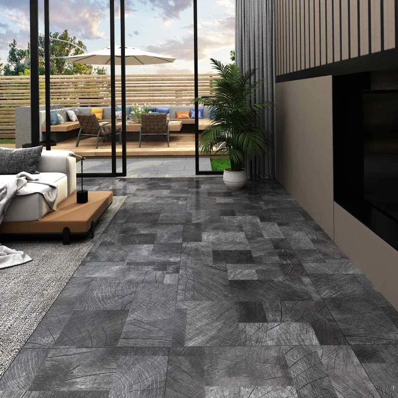 Grindų lentos 5,11 m² 55 pcs PVC Medinė struktūra pilka