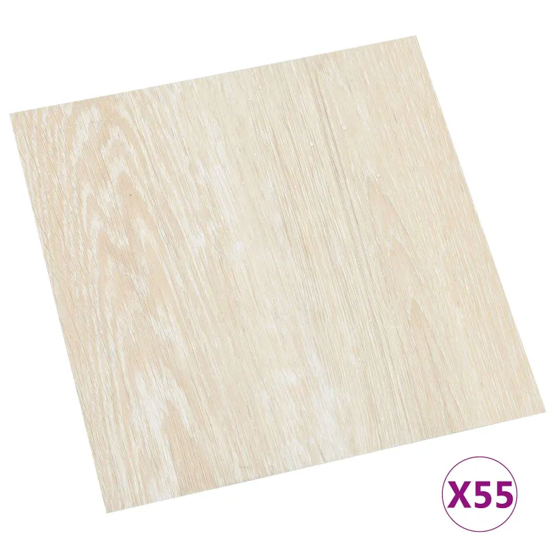 Grindų lentos 5,11 m² 55 pcs PVC Balta ir kreminė