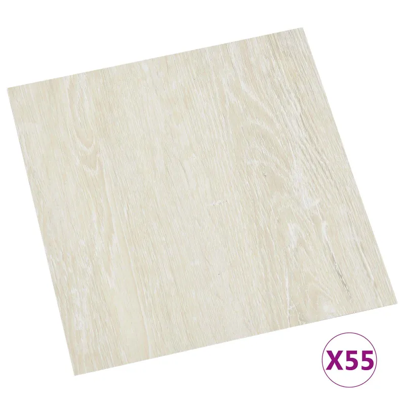 Grindų lentos 5,11 m² 55 pcs PVC Kreminė balta