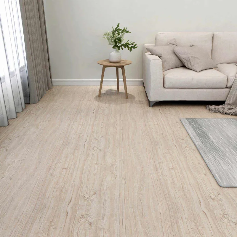 Grindų lentos 5,11 m² 55 pcs PVC Balta ir medžio spalva