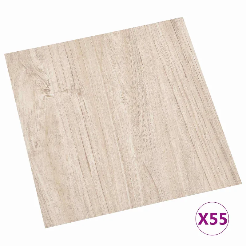 Grindų lentos 5,11 m² 55 pcs PVC Balta ir medžio spalva