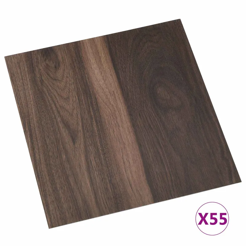 Grindų lentos 55 pcs Tamsiai rudas 5,11 m² PVC