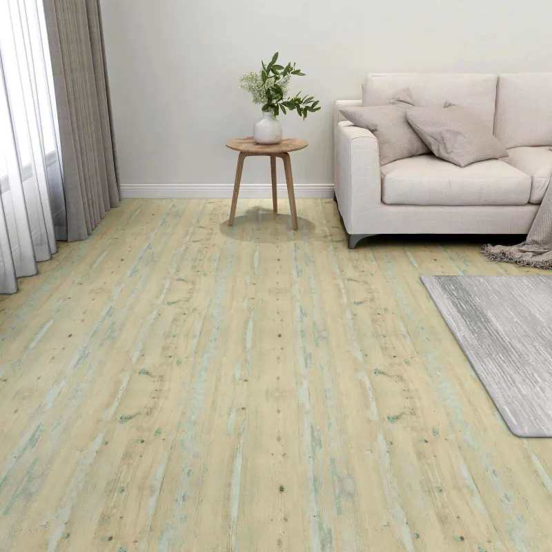 Grindų lentos 5,11 m² 55 pcs PVC Balta ir Šviesiai Ruda