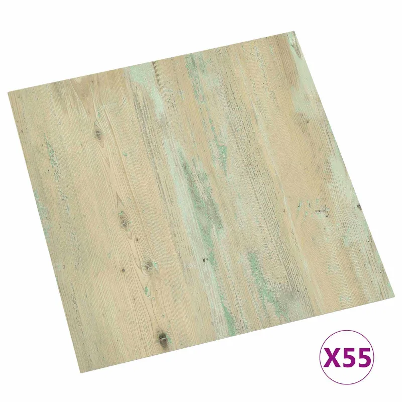 Grindų lentos 5,11 m² 55 pcs PVC Balta ir Šviesiai Ruda