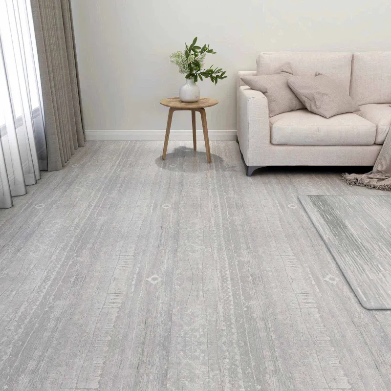 Grindų lentos 5,11 m² 55 pcs PVC Šviesiai pilka ir balta.