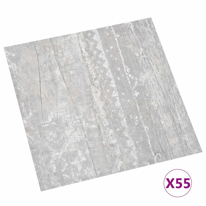 Grindų lentos 5,11 m² 55 pcs PVC Šviesiai pilka ir balta.