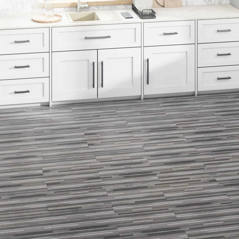 Grindų lentos 2,51 m² 18 pcs PVC Dryžuota pilka