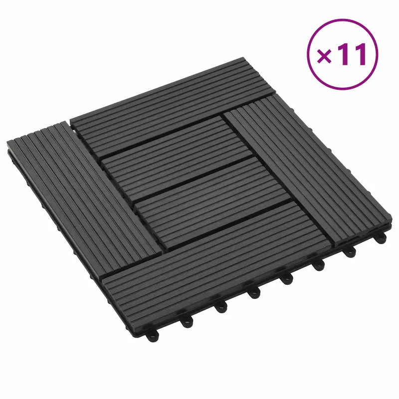 Terasinė Plytelė 11 pcs Juoda 30 x 30 cm MPK