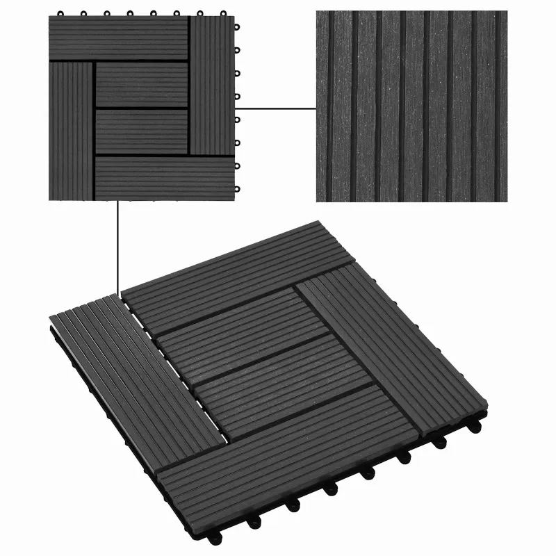Terasinė Plytelė 11 pcs Juoda 30 x 30 cm MPK