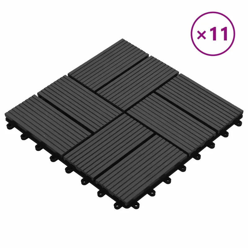 Terasinė Plytelė 11 pcs Juoda 30 x 30 cm MPK