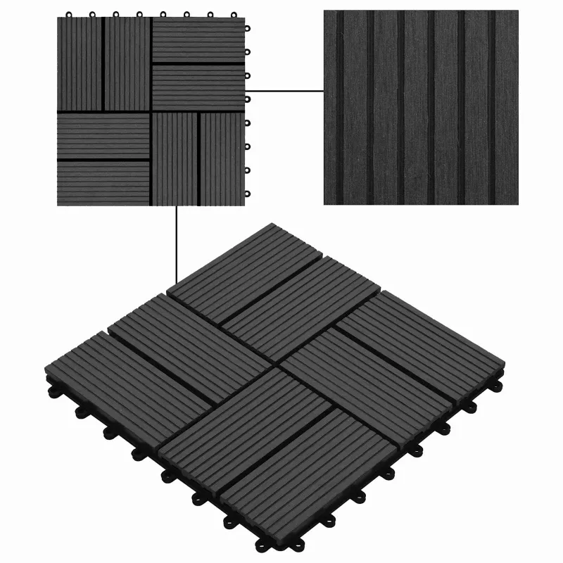 Terasinė Plytelė 11 pcs Juoda 30 x 30 cm MPK