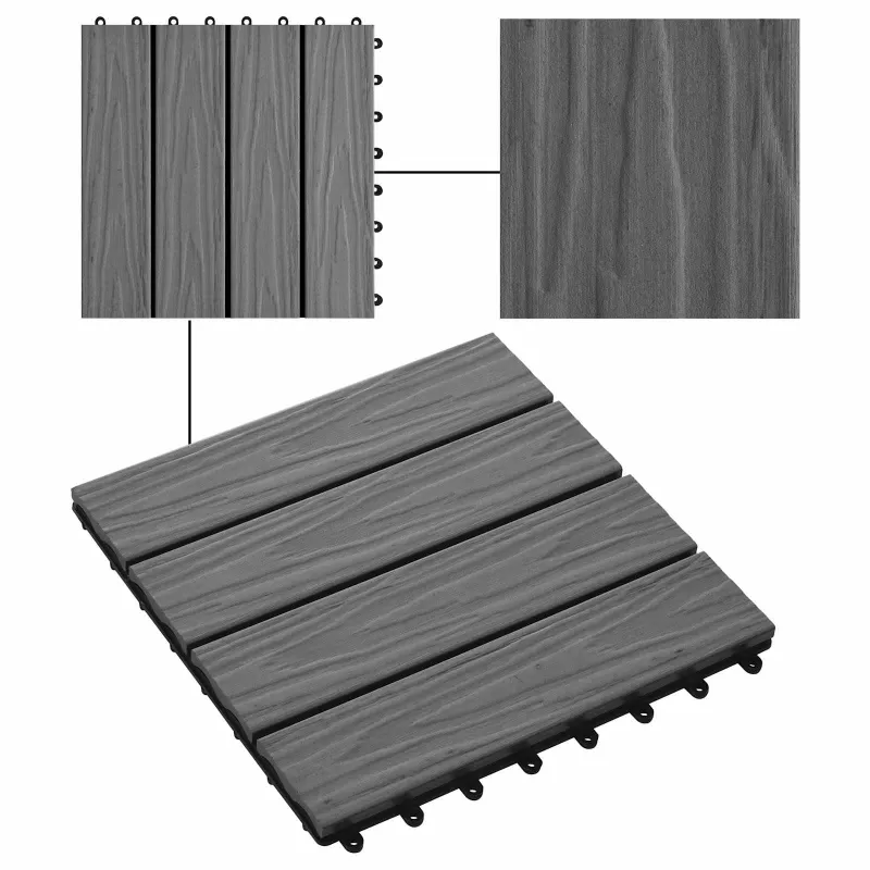 Terasinė Plytelė 3D dizainas 11 pcs Pilka 30 x 30 cm MPK