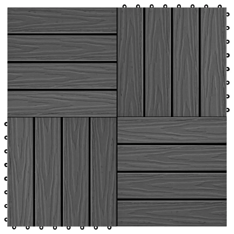 Terasinė Plytelė 3D dizainas 11 pcs Juodas 30 x 30 cm MPK