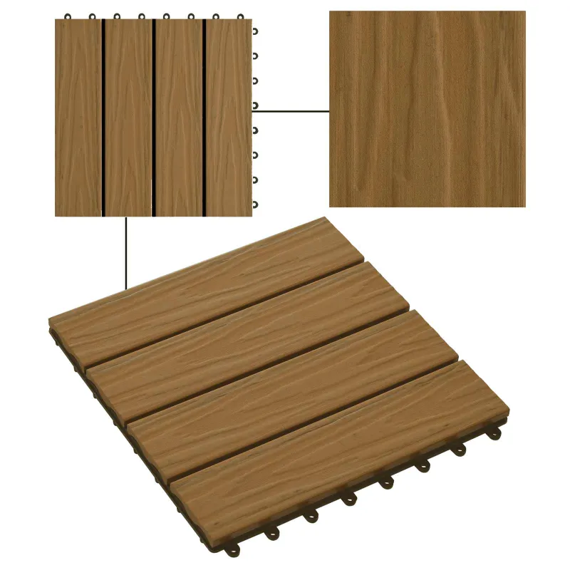 Terasinė Plytelė 3D dizainas 11 pcs Tikmedis 30 x 30 cm MPK