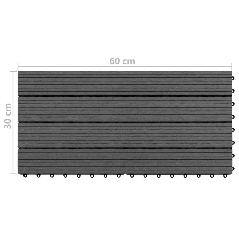 Terasinė Plytelė 6 pcs Juodas 60 x 30 cm MPK