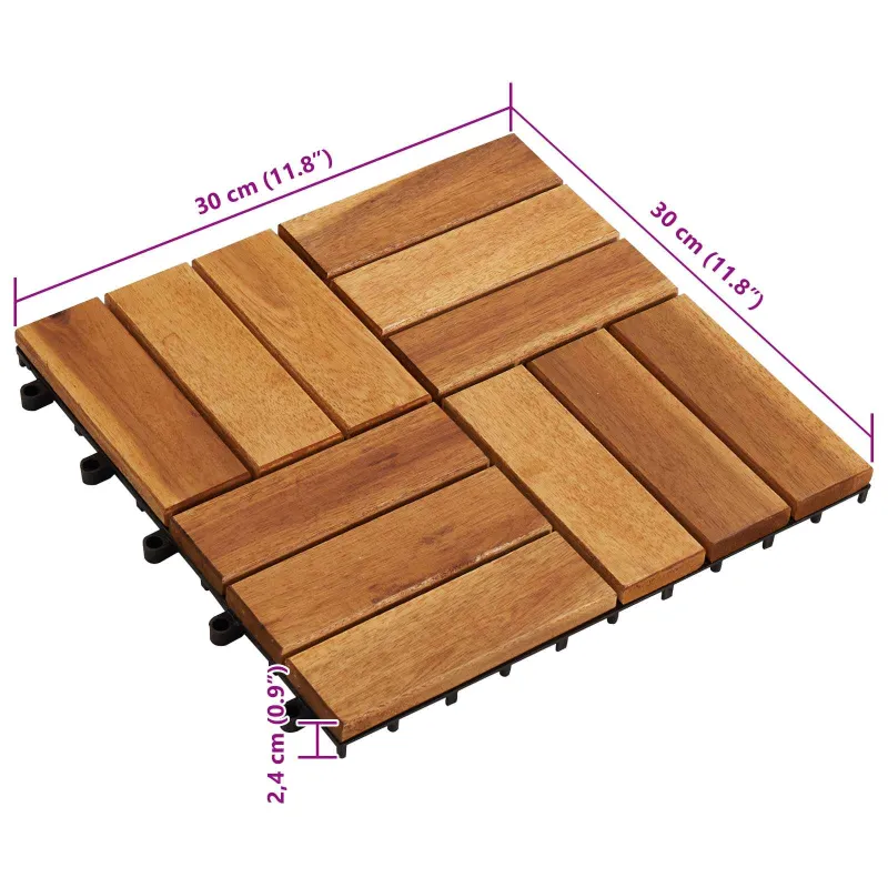 Terasinė Plytelė 10 pcs Ruda 30 x 30 cm Akacijos kietasis medis