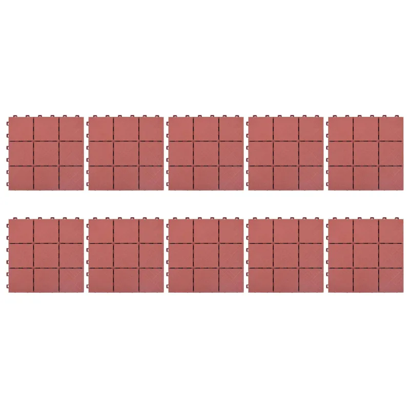 Terasinė Plytelė 10 pcs Raudona 30,5 x 30,5 x 2,2 cm