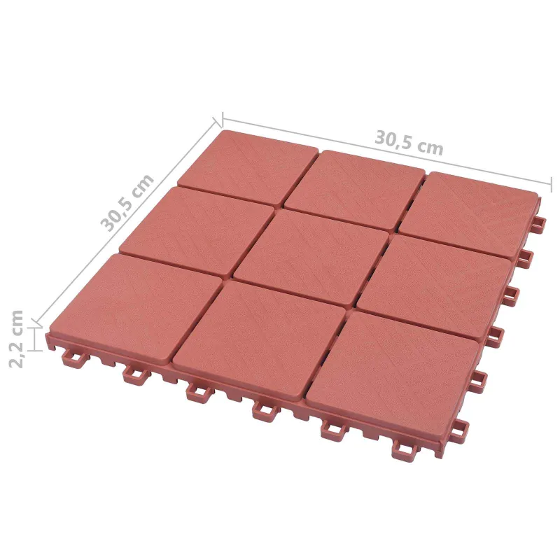 Terasinė Plytelė 10 pcs Raudona 30,5 x 30,5 x 2,2 cm