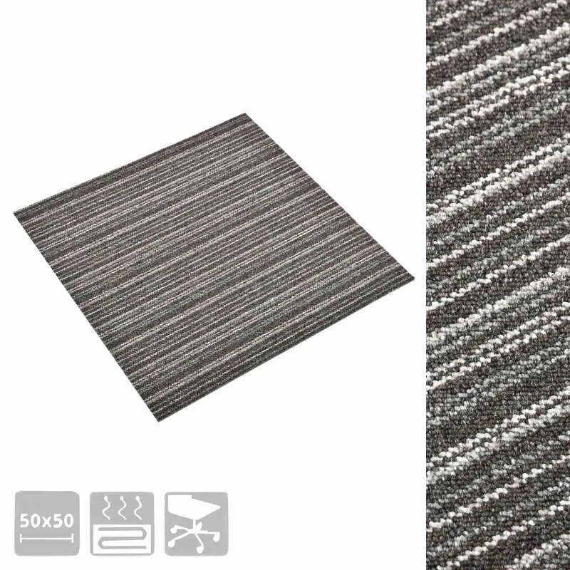 Kilimas 20 pcs Juostuota antracito spalvos 50 x 50 cm