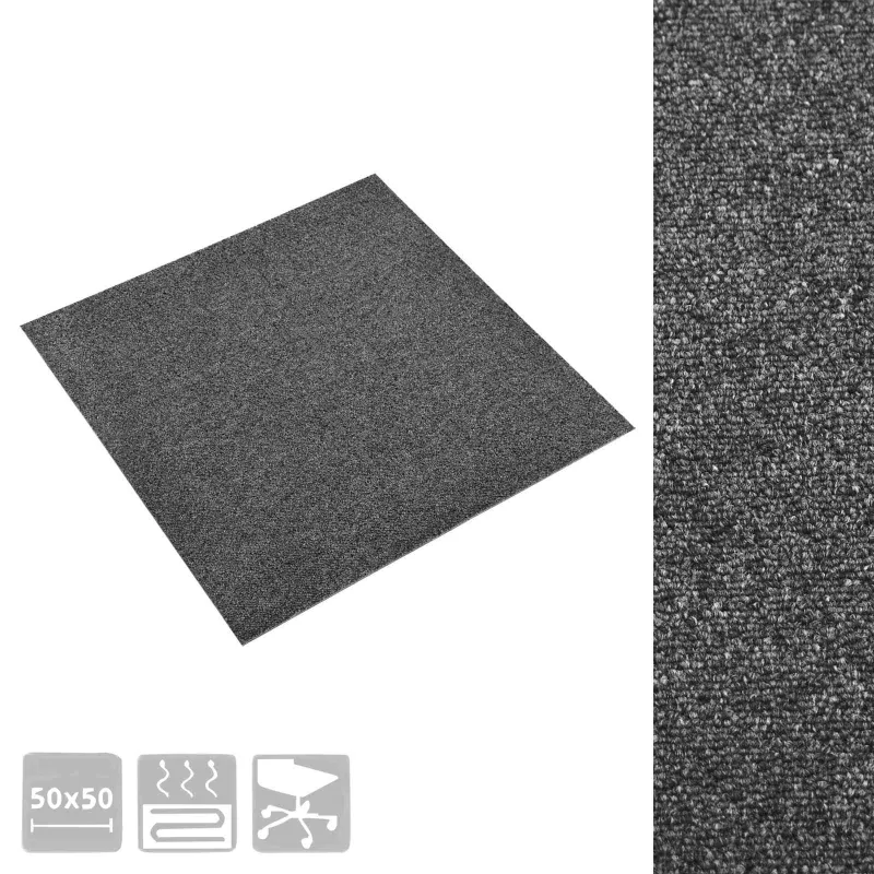 Kilimas 20 pcs Antracitas 50 x 50 cm 100% polipropileno