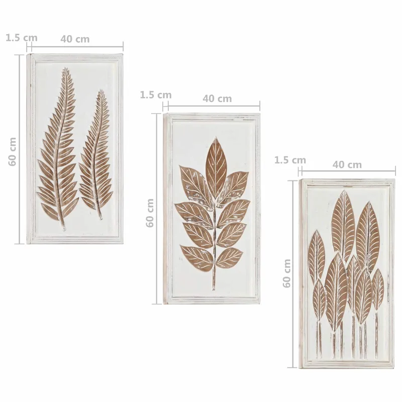 Meno dekoras 3 pcs Ruda ir balta 40 x 40 x 1,5 cm