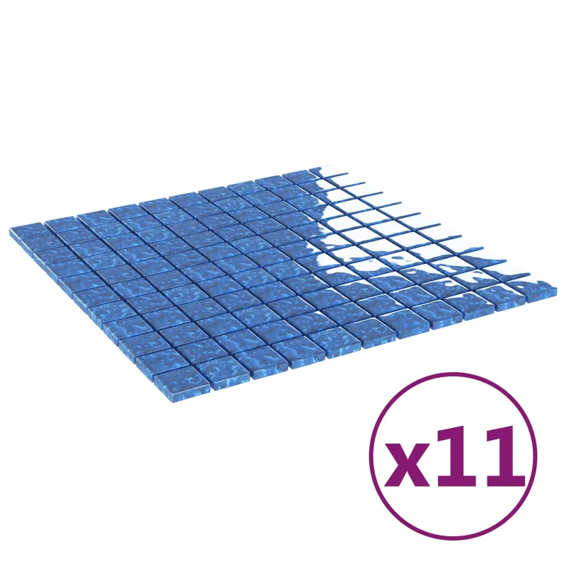 Mozaikos plytelė 11 pcs Mėlyna 50 x 50 cm Stiklas