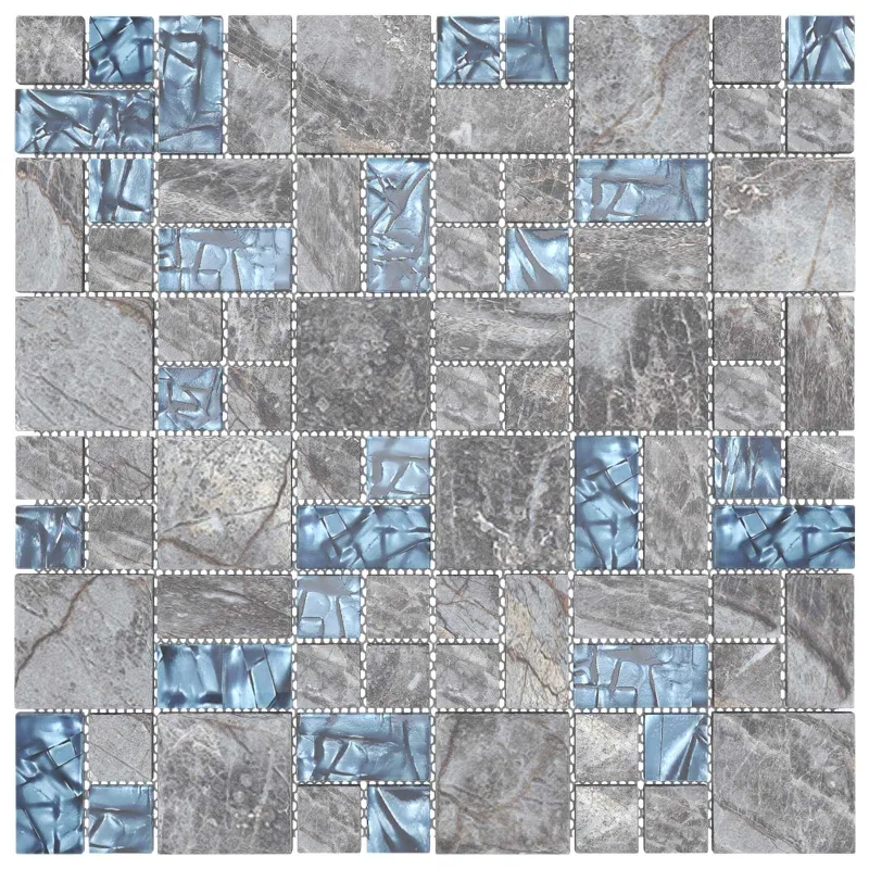 Mozaikos plytelė 11 pcs Pilka ir mėlyna 50 x 50 cm Stiklas