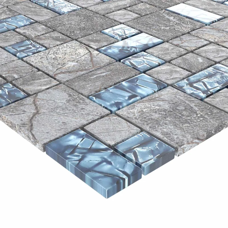 Mozaikos plytelė 22 pcs Pilka ir mėlyna 50 x 50 cm Stiklas