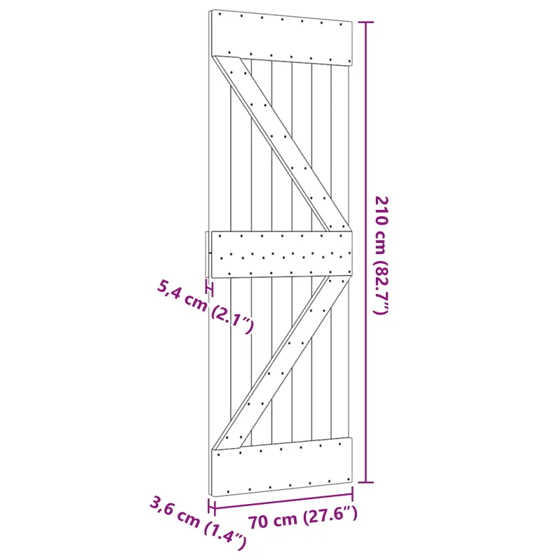 Duris NARVIK Natūrali 70 x 210 cm Kietos pušies medžio durys