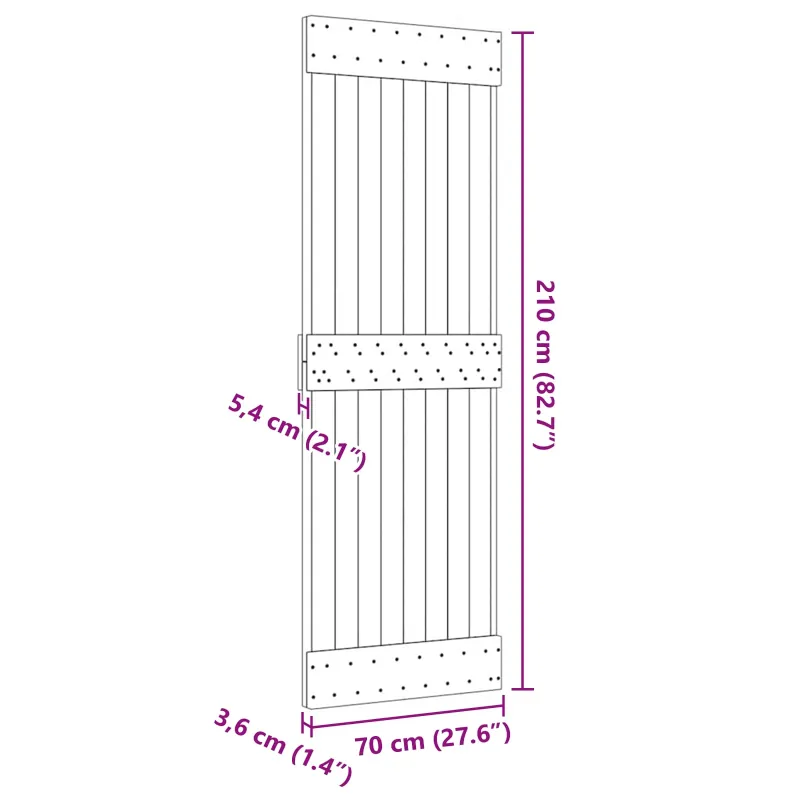 Duris NARVIK Natūrali 70 x 210 cm Kietos pušies medžio durys