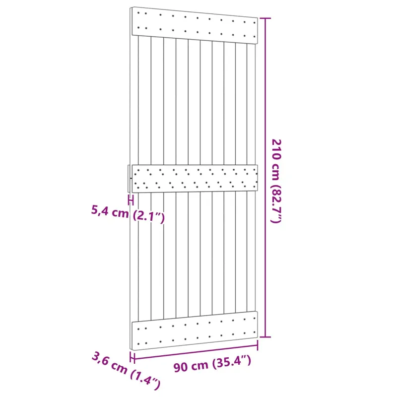Duris NARVIK Natūrali 90 x 210 cm Kietos pušies medžio durys