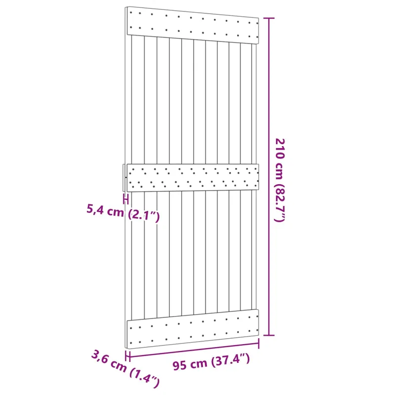 Duris NARVIK Natūrali 95 x 210 cm Kietos pušies medžio durys