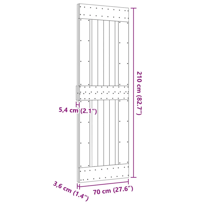 Duris NARVIK Natūrali 70 x 210 cm Kietos pušies medžio durys