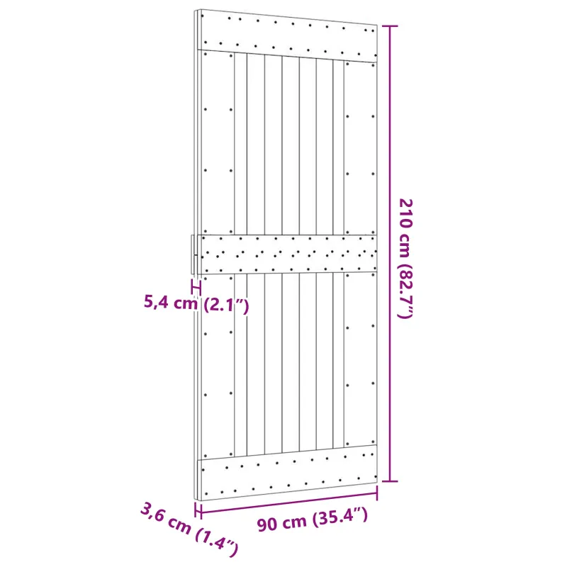 Duris NARVIK Natūrali 90 x 210 cm Kietos pušies medžio durys