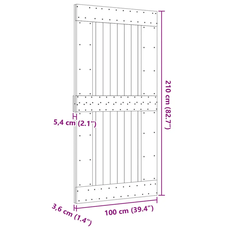 Duris NARVIK Natūrali 100 x 210 cm Kietos pušies medžio durys
