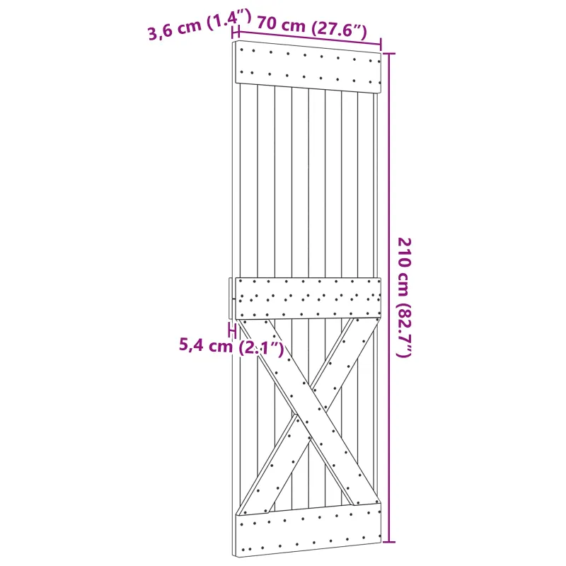 Duris NARVIK Natūrali 70 x 210 cm Kietos pušies medžio durys