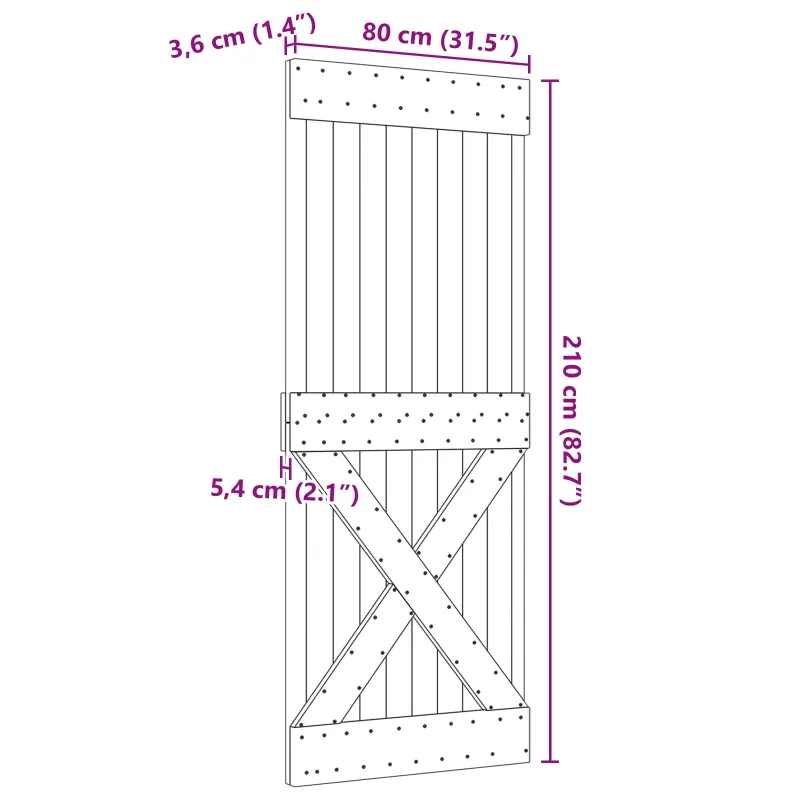 Duris NARVIK Natūrali 80 x 210 cm Kietos pušies medžio durys