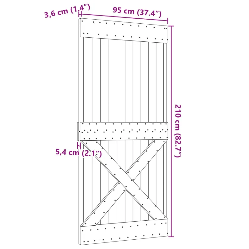Duris NARVIK Natūrali 95 x 210 cm Kietos pušies medžio durys