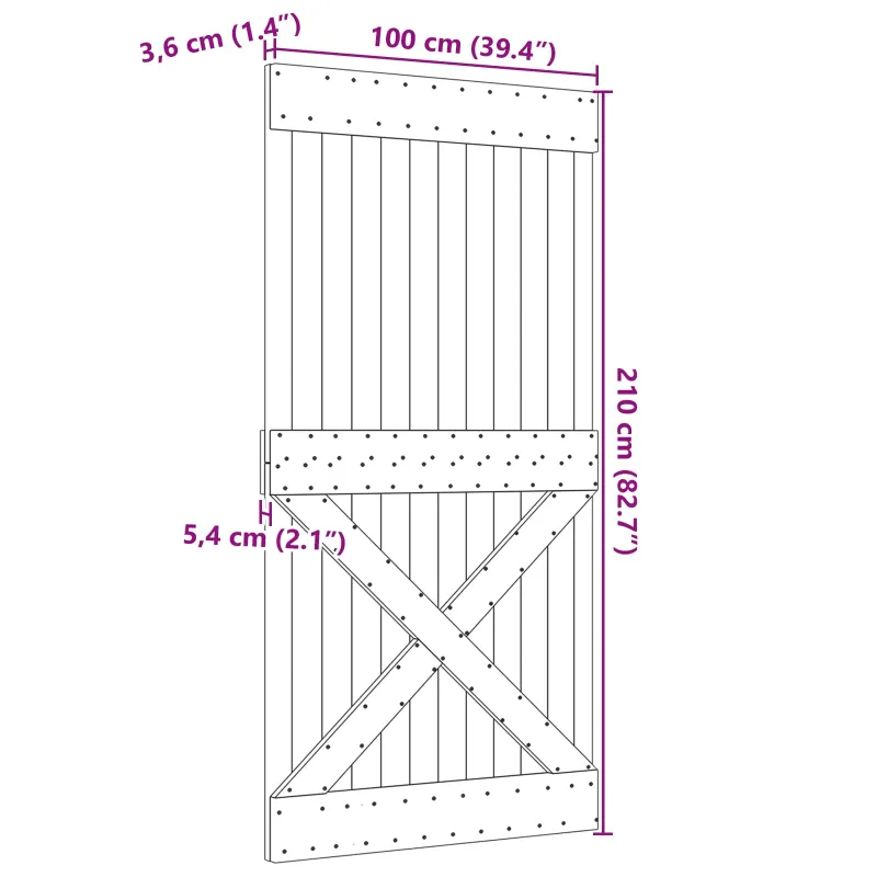 Duris NARVIK Natūrali 100 x 210 cm Kietos pušies medžio durys