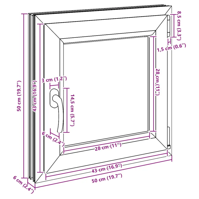 Požeminio lango RISOR 50 x 50 cm PVC ir stiklas Balta